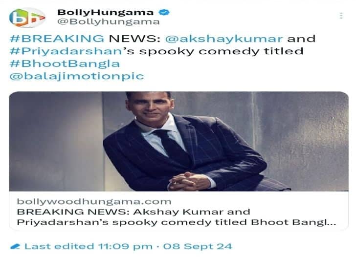 The News House Akshay Kumar and Priyadarshan Reunite After 14 Years for Horror-Comedy 'Bhoot Bangla'